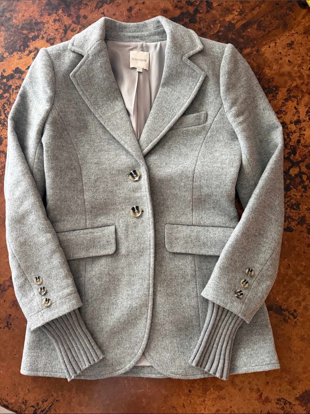 Favorite Daughter Gray Tailored Blazer with Ribbed Cuffs